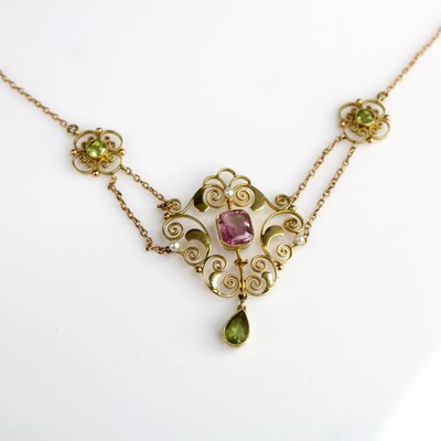 Lot 328 - An Edwardian 15ct gold, 'Suffragette colours'...