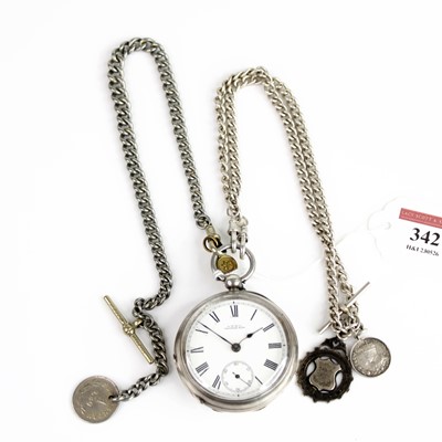 Lot 342 - A Waltham gent's silver cased open face pocket...