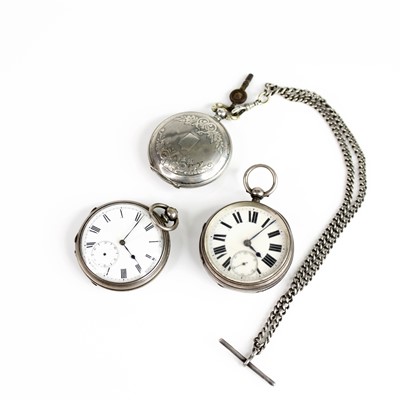 Lot 363 - Three gents' silver cased open face keywind...