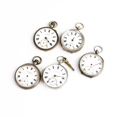Lot 365 - Five various gents' silver cased open face...