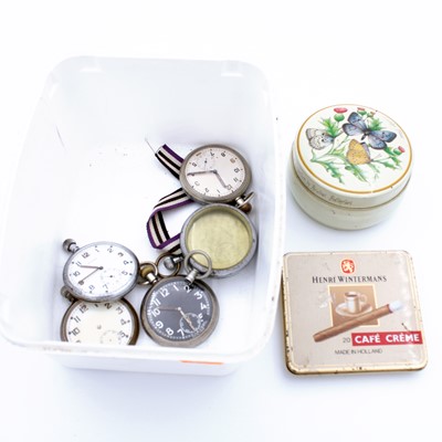 Lot 243 - A Cyma military pocket watch, the plated case...