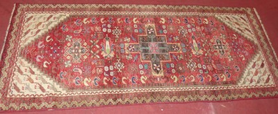 Lot 739 - A Persian woollen Karajeh rug, with red and...