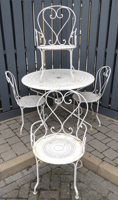 Lot 756 - A vintage white painted wired and pierced...