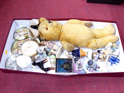 Lot 273 - An early 20th century blond mohair teddy bear,...