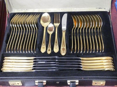 Lot 219 - A suite of SBS gold plated flatware, twelve...