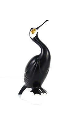 Lot 246 - A Royal Dux porcelain Cormorant, principally...