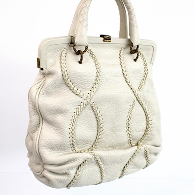 Lot 294 - Bottega Veneta - Cream leather top-handle...