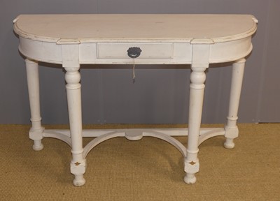 Lot 648 - A rustic white painted D-shaped single drawer...