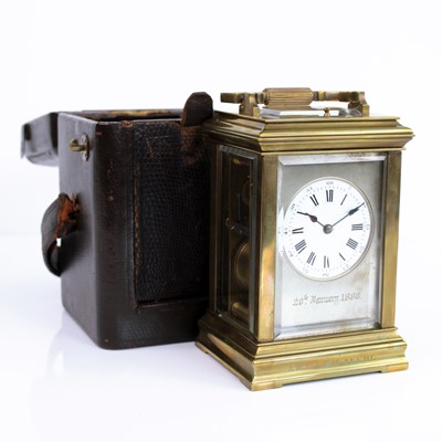Lot 276 - A late 19th century lacquered brass carriage...