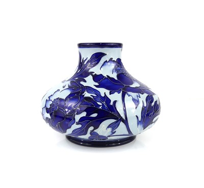 Lot 211 - A contemporary Moorcroft blue-on-blue Peony...