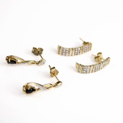 Lot 242 - Two pairs of earrings, being a pair of 9ct...