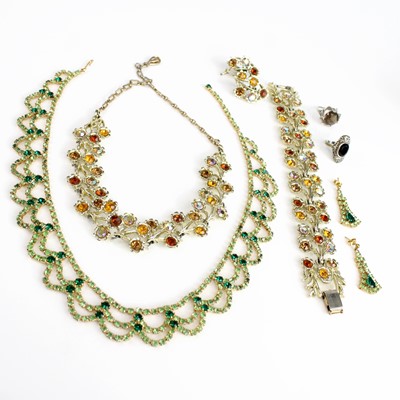 Lot 245 - A box with two paste necklaces, a paste...