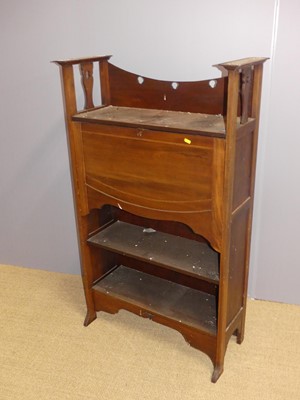 Lot 605 - A walnut and chequered inlaid student's bureau...