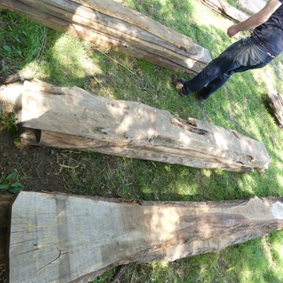 Lot 502 - Four sawn wooden planks, probably oak, each...