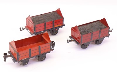 Lot 281 - Three Bing coal wagons, 3-plank with sheet...