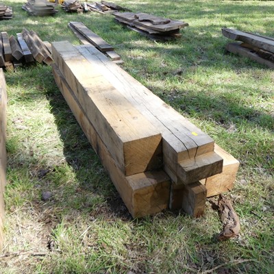 Lot 520 - Five various oak 6" square beam sections,...