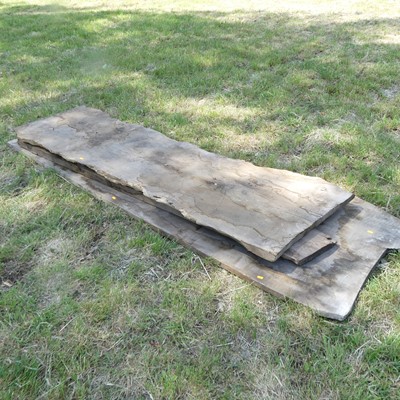 Lot 533 - Three sawn timber slabs, probably oak, two...