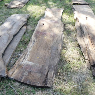 Lot 536 - A sawn timber slab, probably oak, depth 3",...