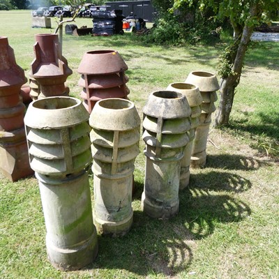 Lot 596 - A collection of six louvre chimney pots, five...