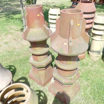 Lot 597 - A pair of terracotta 4ft chimney pots