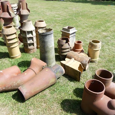 Lot 599 - Various buff and terracotta chimney pots and...