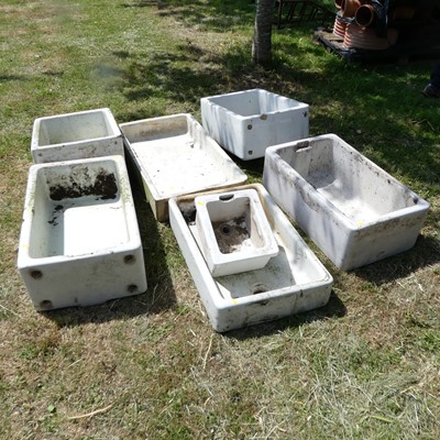 Lot 612 - Seven various glazed stoneware sinks, to...