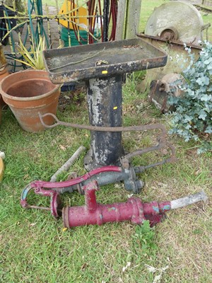 Lot 632 - A cast iron pedestal, w.24" together with two...