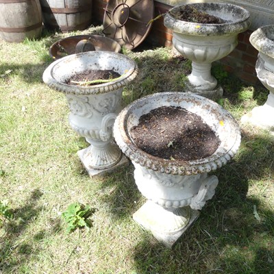 Lot 606 - A pair of Victorian cast iron and white...