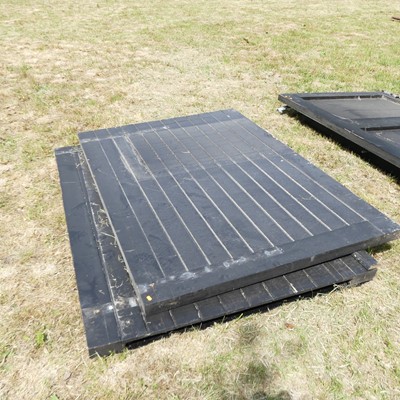 Lot 575 - A pair of black painted wooden gates, each 78...
