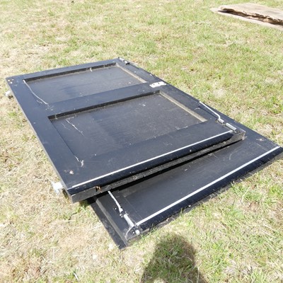Lot 576 - A pair of black painted wooden gates, with...