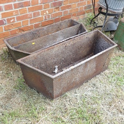 Lot 670 - Two cast iron troughs, one having two...