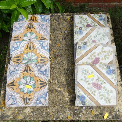Lot 601 - Twelve various 19th century 8" square glazed...