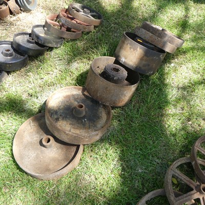 Lot 683 - Three pairs of various cast iron filled and...