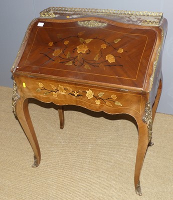 Lot 720 - A French walnut, floral inlaid and further...