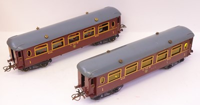 Lot 87 - Two Hornby 0 gauge LMS salon cars, in LMS...