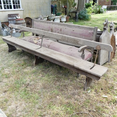 Lot 585 - Two Victorian heavy oak church pews (a/f);...