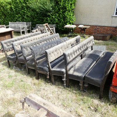 Lot 645 - A set of seven late Victorian oak and rexine...