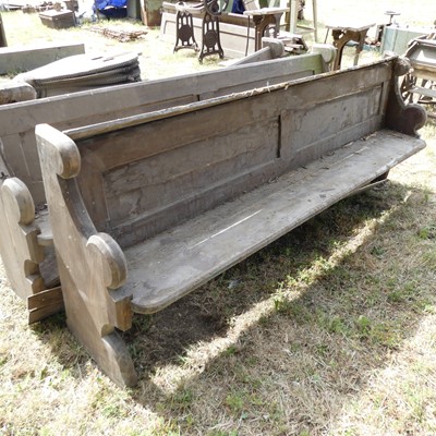 Lot 591 - Three Victorian heavy pine pews (a/f)