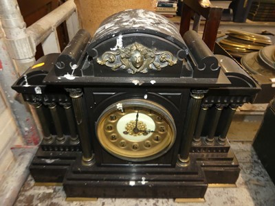 Lot 747 - A late Victorian polished black slate mantel...