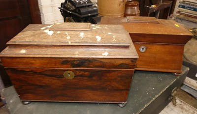 Lot 757 - A Regency mahogany sarcophagus tea caddy;...