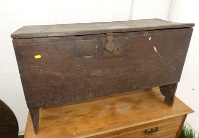 Lot 769 - A circa 1700 oak six-plank coffer