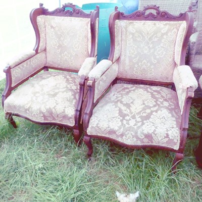 Lot 774 - A pair of late Victorian mahogany parlour...