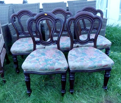 Lot 775 - A set of five Victorian rosewood dining chairs,...
