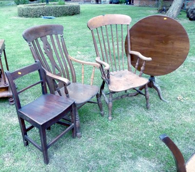 Lot 778 - A Victorian elm seat and beechwood stickback...