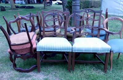 Lot 779 - Various Victorian salon and dining chairs,...