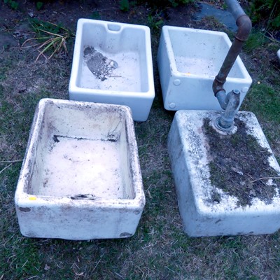 Lot 615 - Four various glazed stoneware butler's sinks