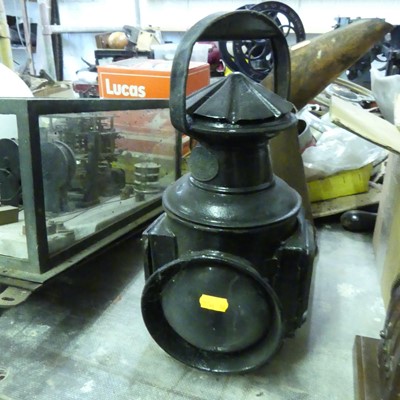 Lot 627 - A G Polkey of Birmingham railway lamp and a...