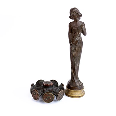 Lot 261 - A 19th century brass wax seal wheel, the eight...