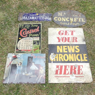 Lot 882 - A quantity of 6 various tin and enamel signs,...
