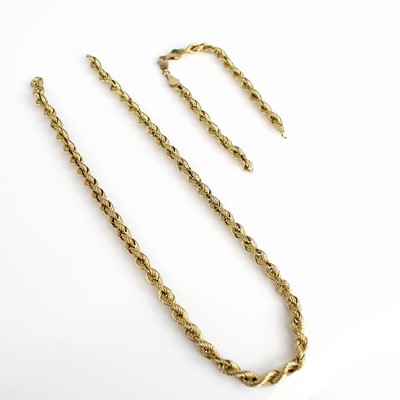 Lot 236 - A modern 9 carat gold rope-twist necklace,...